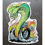 Hotrodspirit – Snake Cobra Sticker with Wheels that Burn Kustom Kulture Transparent