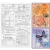 GLOBLELAND Retro Handwritten Ledger Clear Stamps for Scrapbooking 21x30cm Vintage Words Background Silicone Clear Stamp Seals Transparent Stamps for Cards Making Journal Home Decoration