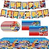 Cars Birthday Decorations 46 Pcs Party Style Rally Party Supplies Set for Children's Birthday Party