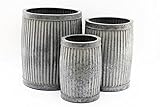 My Square Mile Galvanised Tub Planters Large Metal Round Ribbed Dolly Garden Drum Flower Pots (Medium 45Litres)