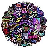 MARSFORCE Neon Stickers, Cool Graffiti Stickers for Teens Adult, Waterproof Vinyl Decals for Laptop Water Bottles Skateboard Bike Car Helmet Travel Luggage Guitar Toy Phones DIY Party [50 PCS]