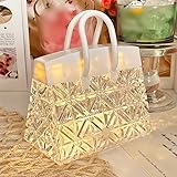 Hummcqit Creative Night Light Acrylic Crystal Handbag Table Lamp Room Decor Desk Lamp Portable Crysta Bedside Lamp Nightstand Lamps for Bedroom, Office (Warm White Light,One Size)