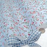 Molly - Blue Poly Cotton Fabric with Delicate Pink Flowers Vintage Floral - per metre - Simply Sew Crafty™
