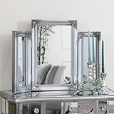 Melody Maison Ornate Vintage Silver Triple Dressing Table Mirror 55cm x 74cm