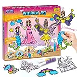 Imagimake Window Art Princess | Unicorn & Mermaid Suncatcher Kit | 16-Piece Glass Painting Set | Craft Kits for Kids 5-12 | Girls Birthday Presents | Birthday Gift for 5 Year Old Girls
