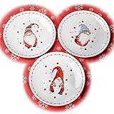 Set of 6 Christmas Gonk Side Plates Xmas Gnome Festive Kitchen Dining Tableware