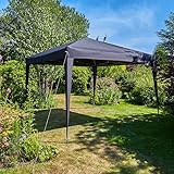 Home Source Pop Up Gazebo 2x2m Outdoor Garden Marquee Tent Waterproof Adjustable Height UV Protection Easy Up Black With Carry Bag