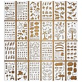 VETPW 24 Pcs Assorted Drawing Painting Template Journaling Stencils Set, Reusable Shapes Stencils Scale Templates for Card Making, Journals, DIY Albums, Diary, Window, Wall Decor and More