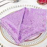 Eternal Beauty Lavender Sequin Cloth Napkins 12"x12"- Pack 12 for Parties, Wedding,Birthday Dinner Decoration