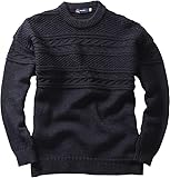 SCOTTISH ESSENCE Pure Wool Guernsey Crew Neck Jumper, Unisex, British Made (UK, Alpha, S, Regular, Regular, Navy)