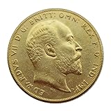 British 1 Sovereign Gold Pound Commemorative Coin, 1902-1910 Edition, Gold-Plated Copper Replica