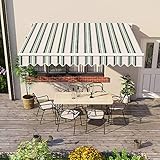 Green Bay 3.5m Manual Awning - UV Resistant Outdoor Patio Shade Shelter Gazebo Canopy Complete with Fittings and Winder Handle - Multi stripe