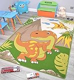 Kids Zoo Animals Dinosaur Rugs Washable Nursery Playroom Bedroom Colourful Childrens Toddler Soft Durable Play Mats (Dinosaurs, 80cm x 120cm)