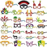 DPKOW 27pcs Novelty Carnival Party Glasses Mask, Paper Fancy Party Eyeglasses for Halloween Carnival Costume Accessories Favor, Venice Parade Birthday Mexican Fiesta Glasses Photo Props Supplies