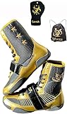 VIPER PRO Boxing Shoes Men's Wrestling Boots Combat Boxers Trainer Breathable Boxing Martial Arts Shoes Black GoldUK Footwear Size System Adult Men Wide11