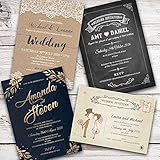 50 x Personalised Wedding Invitations/Invites, Day or Evening, Choose from 30 stunning designs FREE coloured Envelopes