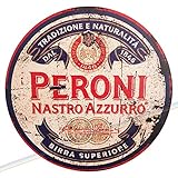 Circle Wooden Signs Man cave Vintage Funny Retro Wood Garden Garage Shed Kitchen Bar Pub Wall Sign Made UK Diameter 19cm (PERONI))