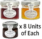 Mixed Pack - Wilkin & Sons of Tiptree Strawberry / Raspberry / Orange Marmalade Preserves - 8 x 28g Mini Jars of Each flavour - 24 unit Mixed Pack