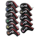 CRAFTSMAN GOLF 11pcs /set (4,5,6,7,8,9,A,S,P,L,X) Synthetic Leather Black with Red edge Iron Head Cover Headcover Set For Callaway Ping with Zipper