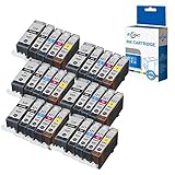 ECSC Compatible Ink Cartridge Replacement for Canon Pixma iP3600 iP4600 iP4700 MP540 MP550 MP560 MP620 MP630 MP640 MP980 MP990 MX860 MX870 PGI520/521 (Large Black/Black/Cyan/Magenta/Yellow, 30-Pack)