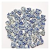 Mosaic Tiles, 100g Irregular Mosaic Tiles Ceramic Blue White Pottery Pieces for Making DIY Hobby Wall Crafts Decoration(Blue)