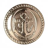 Hemline Naval Anchor Design Buttons Gold - per Pack of 4