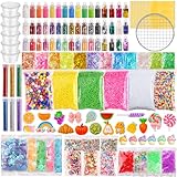 gyoyede DIY Slime Making Kit Supplies, 160 Pack Slime Kit Mix Ins Accessories Slime Add Ins Foam Glitter Charm Bulk Fishbowl Beads Containers for Making Coloring and Party Decorations