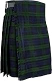 NORTH EDGE Men's Blackwatch Scottish Kilt 5 Yard 13oz Traditional Highland Tartan Skirt-Adjustable Leather Straps (UK, Numeric, 40, Regular, Regular)