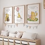 Children's Bedroom Wall Art Posters 3 Set Winnie The Pooh Nursery Print Size (A4 Size 21cmx29.7cm)