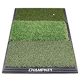 CHAMPKEY Professional Tri-Turf Golf Hitting Mat | Heavy Duty Rubber Backing Practice Mat Ideal for Indoor and Outdoor Training