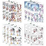 Katy Sue Snowman Selection Die Cut Decoupage Collection. 12 Sheets of Festive Die Cut Decoupage for Snowman-Themed Christmas Card Making Supplies