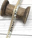 Feathers Creation 2/Y Fine Metallic Indian Zari Mirror Edging Trim Wedding Dress Embellishment Sew On Lace (Gold)