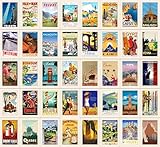 40 Vintage Travel Postcards with 40 Different Designs on the Front Thick Card (40 VIntage Travel)