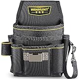 WINHUNT Tool Belt Pouch, Electrician Pouch 18 Pocket with Adjustable Nylon Belt 15x4x22cm Black (18 Pockets)