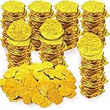 Thinp 100 Pieces Pirate Coins, Plastic Gold Coins Set Fake Play Treasure Hunt Toys Party Favors Supplies Chest Board Games Tokens Cosplay (547191_1-SD)