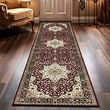 householdfurnishing Vintage Traditional Non Slip Rug Bedroom Living Room Carpet Mat Runners Floral Pattern Wide Area Persian Style Rugs (60 x 220 cm - Long Runner, Red)