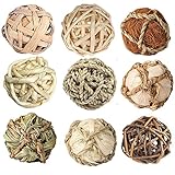 9 Pcs Rabbit Chew Toys - Small Animal Activity Play Chew Grass Balls & Rolling Toys for Bunny Rabbits, Hamster, Guinea Pigs, Chinchilla, Squirrels, Rats, Mice