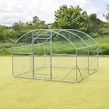 Walk In Outdoor Chicken Run, 3m x 2.8m / 90sqft. Large Metal Chicken Run With Latched Door Stron 25mm Steel Frame and Secure Wire Mesh