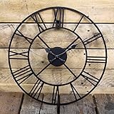 Wilsons Direct Large Black Vintage Metal Roman Numeral Clock Antique Skeleton Hanging Wall Clock (40cm)