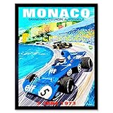 Wee Blue Coo Vintage Advert Motor Sport Monaco Grand Prix 1973 Art Print Framed Poster Wall Decor 12X16 Inch