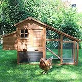 Chicken Coop Henrietta Raised Hen House Poultry Cage with Nesting Box, Perch, Run Ideal 2 to 3 Hens, Wood, Rust Resistant Mesh, Outdoor