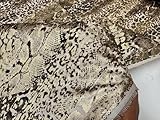 Metallic Snake Skin Print Python Leopard Animal Fabric Linen Look Cotton Blend Curtain Decor Dress - 140cm Wide - Gold (3 Metres)