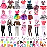 28 PCS Doll Clothes and Accessories Set, 3 Dresses 3 Fashion Clothes 10 Shoes 12 Jewelry Accessories, Summer Fashion Outfits Girls Birthday Gifts Compatible with Barbie 11.5 Inch Dolls(Random Style)