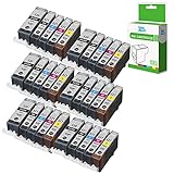 InkJello Ink Cartridge For Printer, Compatible With Canon Pixma iP3600 iP4600 iP4700 MP540 MP550 MP560 MP620 MP630 MP640 MP980 MP990 MX860 MX870 PGI-520/CLI-521 (BK, C, M, Y, 30-Pack)