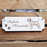 Dog Sign Border Terrier Door Sign with Personalised Engraving and Motif - Size Approx. 20 x 6.7 x 0.5 cm - Shabby Decoration Name Plate Name - Dogs