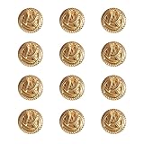 ftiemlovde 12 Novelty Brass Gold Buttons for Blazer ，Vintage Large Buttons Metal for Sewing Cardigan，Antique Decorative Pant Button for Crafting，Sparkly Jacket Button Women（E12 20 mm）