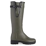 Le Chameau Womens Wellies Vierzon Neoprene Wetsuit Lined Vert Chameau - Waterproof Sprayproof - Upper: Chamolux Rubber