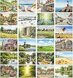 24 x British Scenic Watercolour Landscapes Greeting Cards – A great value Multipack, Eco Friendly and Designed and Printed in the UK