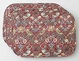 William Morris Red Strawberry Thief 4 Quilted Cotton Floral Placemats
