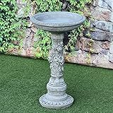 Garden Ornaments ONEFOLD - ROSE BIRD BATH HAND CAST STONE| LARGE FEEDER | FROST PROOF